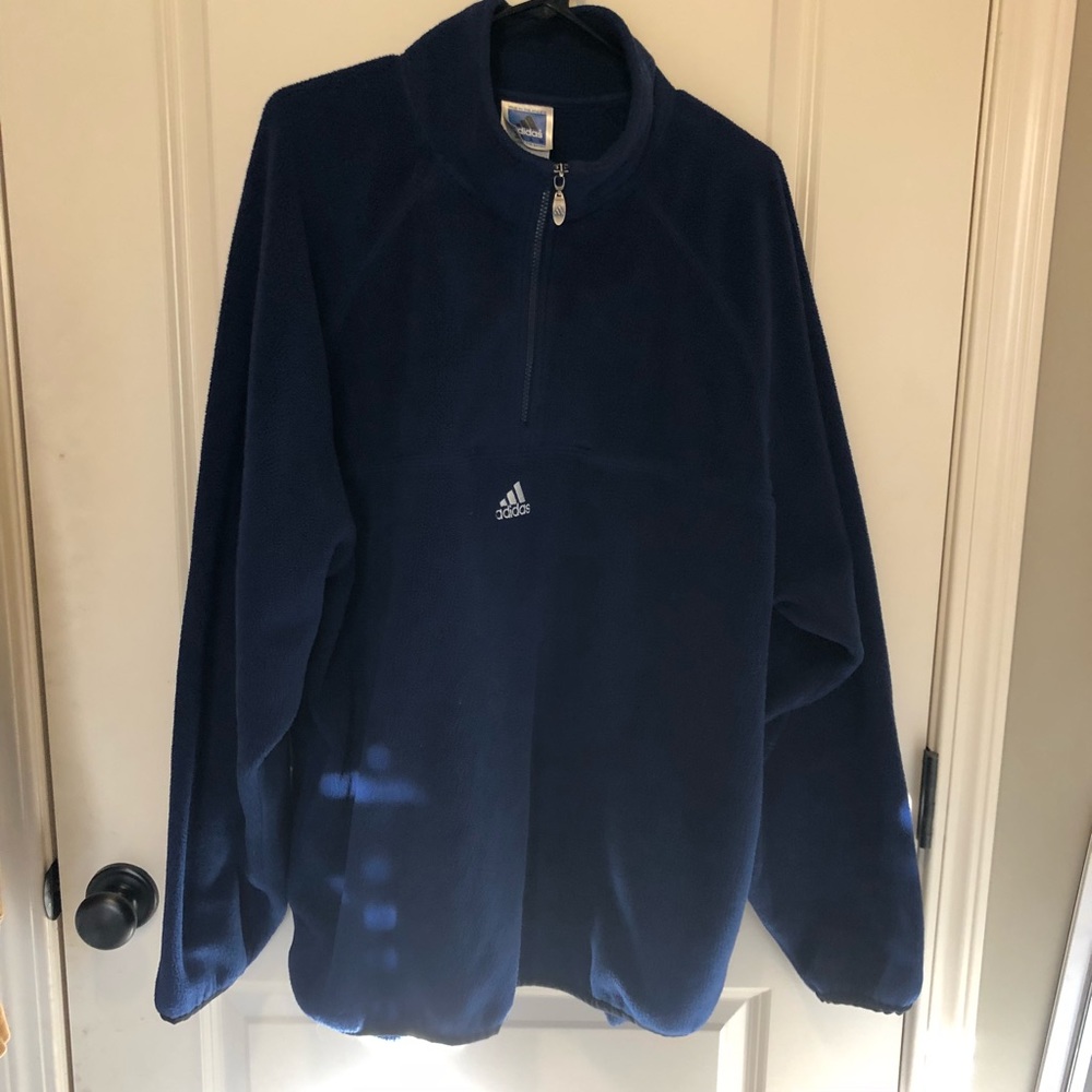 Men’s Adidas 1/2 zip fleece pullover navy blue XL